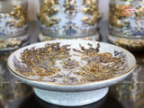  Đồ thờ Bát Tràng | Bộ đồ thờ dâng ban thờ gia tiên men rạn đắp nổi vẽ vàng 37 vật phẩm 