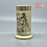  Ống hương họa tiết hoa sen gốm Chu Đậu vẽ vàng kim 19cm 