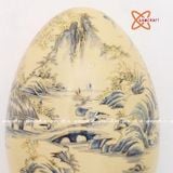  Trứng tài lộc sơn thủy gốm Chu Đậu vẽ vàng 24K 45cm 