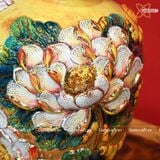  Bình Hoa men vàng họa tiết Liên Hoa Cát Tường vẽ vàng cao 36cm | Quà Tặng bình hoa Bát Tràng 