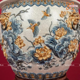  Thống sứ Bát Tràng Niên Niên Hữu Dư men rạn đắp nổi cao 50 cm 