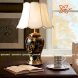  Đèn bàn gốm men trắng cao 65cm 