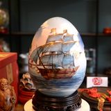  Trứng gốm phong thuỷ vẽ vàng 24k – Thuận Buồm Xuôi Gió 30cm 