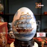  Trứng gốm phong thuỷ vẽ vàng 24k – Thuận Buồm Xuôi Gió 30cm 