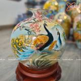  Bình Hút Lộc men màu Công Danh Phú Quý vẽ vàng cao 35cm | Quà Tặng Khai Trương bình hút lộc Bát Tràng 