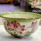  Quà Tặng Doanh Nghiệp bát sứ | Bát Sứ Bát Tràng Bộ Đồ Ăn hoạ tiết hoa sen vẽ tay 16 vật phẩm 