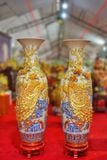  Quà Tặng Bố Lục Bình Bát Tràng cao cấp dát vàng Công Danh Phú Quý nền rạn đắp nổi kênh bông cao 1m4 