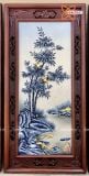  Tranh Gốm Tứ Quý Bát Tràng men màu đắp nổi kênh bong tứ cảnh dát vàng kích thước 45 x 95 cm khung gỗ gụ 