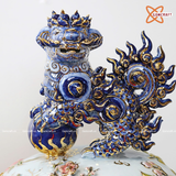  Quà Tặng Cao Cấp | Chóe Bát Tràng Tứ Cảnh 60 lít men khử vẽ vàng 