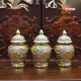  Đồ thờ Bát Tràng | Bộ đồ thờ dâng ban thờ gia tiên men rạn dát vàng 36 vật phẩm 