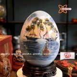  Trứng gốm phong thuỷ vẽ vàng 24k – Thuận Buồm Xuôi Gió 30cm 