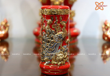  Đồ thờ Bát Tràng | Bộ đồ thờ dâng ban thờ gia tiên men sứ đỏ đắp nổi vẽ vàng 37 vật phẩm 