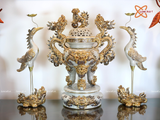  Đồ thờ Bát Tràng | Bộ đồ thờ dâng ban thờ gia tiên men rạn đắp nổi vẽ vàng 37 vật phẩm 