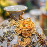  Quà Tặng Khai Trương Bình hút lộc Mã Đáo Thành Công men rạn vẽ vàng đắp nổi kênh hoa cao 48cm 