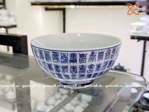  Bát thờ men lam chữ Bách Phúc 