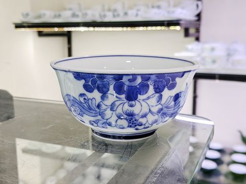  Bát thờ men lam Hoa Sen miệng loe 