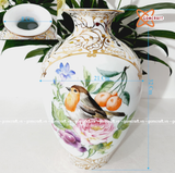  Bình Hoa cao cấp vẽ Chim Cảnh vàng phong cách châu âu cao 32cm | Quà Tặng bình hoa Bát Tràng 
