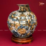  Quà Tặng Khai Trương Bình hút lộc Cá Chép Vượt Vũ Môn men rạn đắp nổi kênh rồng cao 40cm 