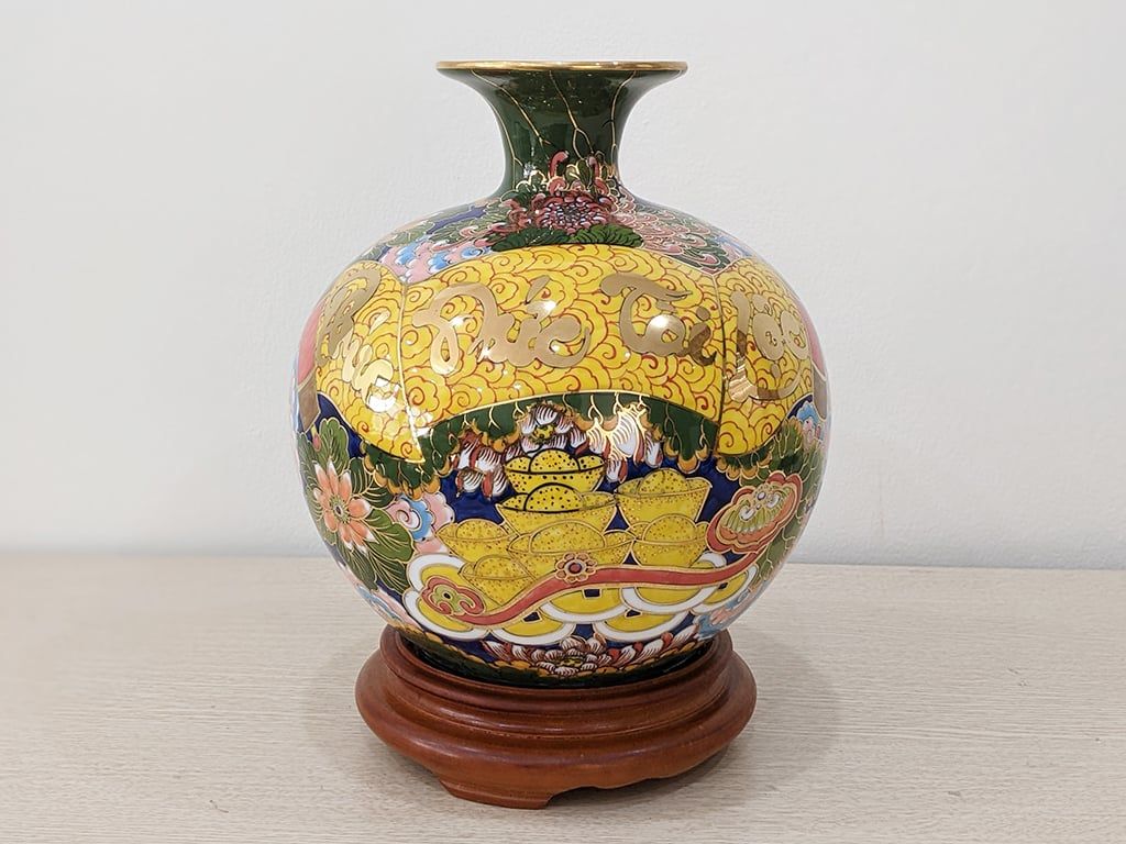  Bình Hút Lộc Phúc Đức Tài Lộc Liên Hoa 25cm bụng 23cm | Quà Tặng Khai Trương bình hút lộc Bát Tràng 