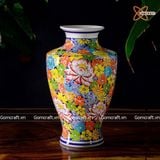  Bình Hoa họa tiết Ngàn Hoa vẽ men màu cao 35cm | Quà Tặng bình hoa Bát Tràng 
