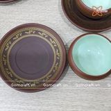  Ấm Chén Bát Tràng gốm Tử Sa họa tiết Âu Lạc dáng Trống Đai Gụ chỉ đỏ lòng xanh 300ml | Quà Tặng Doanh Nghiệp bộ ấm chén uống trà 