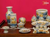  Bộ đồ thờ Bát Tràng men rạn đắp nổi hoa sen 