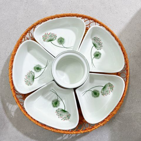  Bát Sứ Bát Tràng Hoa Mặt Trời 5 Cánh Vẽ Hoa Bồ Công Anh size 38 | Quà Tặng Doanh Nghiệp bát sứ 