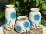  Bộ 3 Bình Hoa Vẽ Tay gốm sứ Bát Tràng họa tiết Hoa Bồ Công Anh | Quà Tặng bình hoa Bát Tràng 