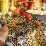  Quà Tặng Khai Trương Bình hút lộc Phúc Lộc Thọ vẽ vàng nền rạn đắp nổi kênh rồng cao 40cm 