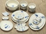  Quà Tặng Doanh Nghiệp bát sứ | Bát Sứ Bát Tràng bộ bát ăn decor gia đình họa tiết Cá Xanh 21 chi tiết 