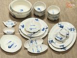  Quà Tặng Doanh Nghiệp bát sứ | Bát Sứ Bát Tràng bộ bát ăn decor gia đình họa tiết Cá Xanh 21 chi tiết 