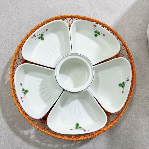  Bát Sứ Bát Tràng Hoa Mặt Trời 5 Cánh họa tiết quả Cherry size 38 | Quà Tặng Doanh Nghiệp bát sứ 