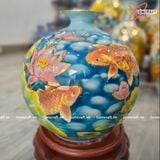  Bình Hút Lộc men màu Cá Chép Hoa Sen Phú Quý vẽ vàng cao 26cm | Quà Tặng Khai Trương bình hút lộc Bát Tràng 
