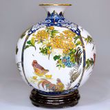  Bình Hút Lộc Tứ Cảnh men màu vẽ vàng cao 30cm | Quà Tặng Khai Trương bình hút lộc Bát Tràng 