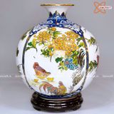  Bình Hút Lộc Tứ Cảnh men màu vẽ vàng cao 30cm | Quà Tặng Khai Trương bình hút lộc Bát Tràng 