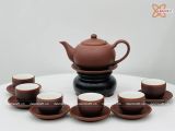  Ấm Chén Bát Tràng gốm Tử Sa dáng Tống Đất chỉ đỏ lòng trắng 360ml | Quà Tặng Doanh Nghiệp bộ ấm chén uống trà 