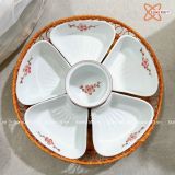  Bát Sứ Bát Tràng Hoa Mặt Trời 5 cánh họa tiết Hoa Đào Đỏ size 38 | Quà Tặng Doanh Nghiệp bát sứ 