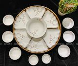  Bát Sứ Bát Tràng Hoa Mặt Trời vẽ Hoa Đào Hồng hàng kỹ size 45 | Quà Tặng Doanh Nghiệp bát sứ 