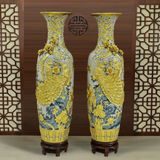  Quà Tặng Bố | Lục Bình Bát Tràng cao cấp dát vàng men rạn đắp nổi kênh bong Công Hoa Phú Quý cao 1m65 