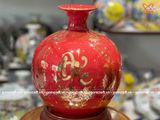  Bình Hút Lộc nền đỏ vẽ vàng Phúc Đức Tài Lộc cao 30cm - bụng 28cm | Quà Tặng Khai Trương bình hút lộc Bát Tràng 