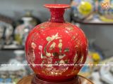  Bình Hút Lộc nền đỏ vẽ vàng Phúc Đức Tài Lộc cao 30cm - bụng 28cm | Quà Tặng Khai Trương bình hút lộc Bát Tràng 