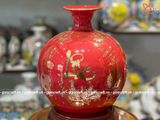  Bình Hút Lộc nền đỏ vẽ vàng Phúc Đức Tài Lộc cao 30cm - bụng 28cm | Quà Tặng Khai Trương bình hút lộc Bát Tràng 