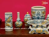  Bộ đồ thờ Bát Tràng men rạn đắp nổi rồng ban thờ 1m27 
