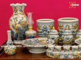  Bộ đồ thờ Bát Tràng men rạn đắp nổi rồng 
