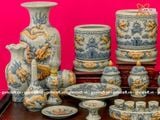  Bộ đồ thờ Bát Tràng men rạn đắp nổi rồng ban thờ 1m97 