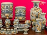  Bộ đồ thờ Bát Tràng men rạn đắp nổi rồng ban thờ 1m97 