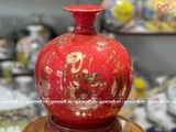  Bình Hút Lộc nền đỏ vẽ vàng Phúc Đức Tài Lộc cao 30cm - bụng 28cm | Quà Tặng Khai Trương bình hút lộc Bát Tràng 
