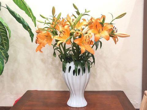  Bình Hoa dáng Bàn Tay Phật men trắng cao 35cm | Quà Tặng bình hoa Bát Tràng 