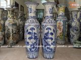  Lục Bình Bát Tràng men lam Tứ quý 1m4 bụng 42cm | Quà Tặng Bố lục bình Bát Tràng 