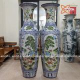 Lục Bình Bát Tràng men màu Tứ quý vẽ kỹ 1m6 - bụng 48cm | Quà Tặng Bố lục bình Bát Tràng 